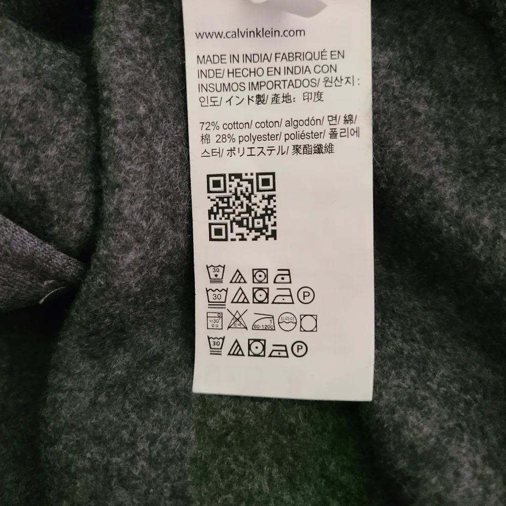 Calvin Klein Zipper Front Cotton Blend Sweatshirt Jacket, Size Large
